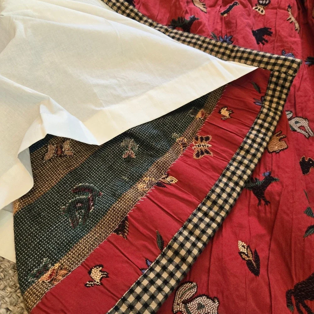 Set Of 2 Handmade Lined Curtains 28x49 Lodge Cabin Animal Embroidered ~4 avail.
